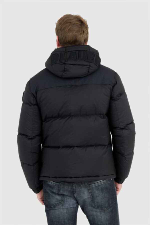 BLAUER Czarna kurtka męska Cooper z logo na kapturze