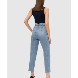 b2bbff0adac0248e95a57d95b2c78cd5097aa1c7 PINKO Niebieskie jeansy damskie z wysokim stanem