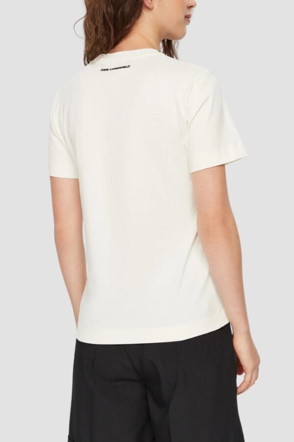 KARL LAGERFELD Beżowy damski t-shirt Ikon Sketch Karl