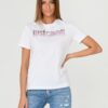 JUST CAVALLI Biały damski t-shirt R LOGO CRYSTAL