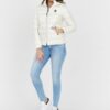BLAUER Puchowa kurtka ecru damska z kapturem Claudia fashion down jacket with hood
