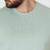GUESS Pistacjowy t-shirt męski z wytłaczanym logo