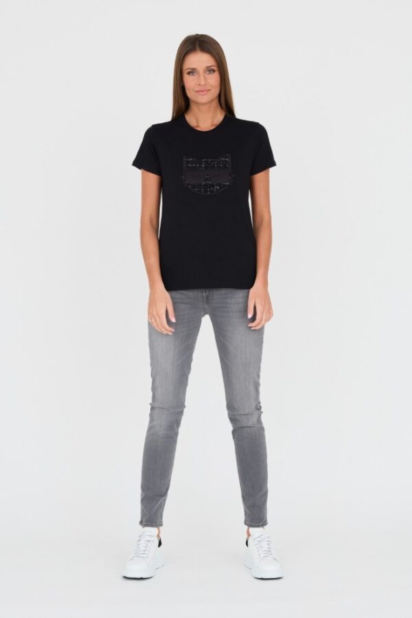 KARL LAGERFELD Czarny damski t-shirt Boucle Choupette