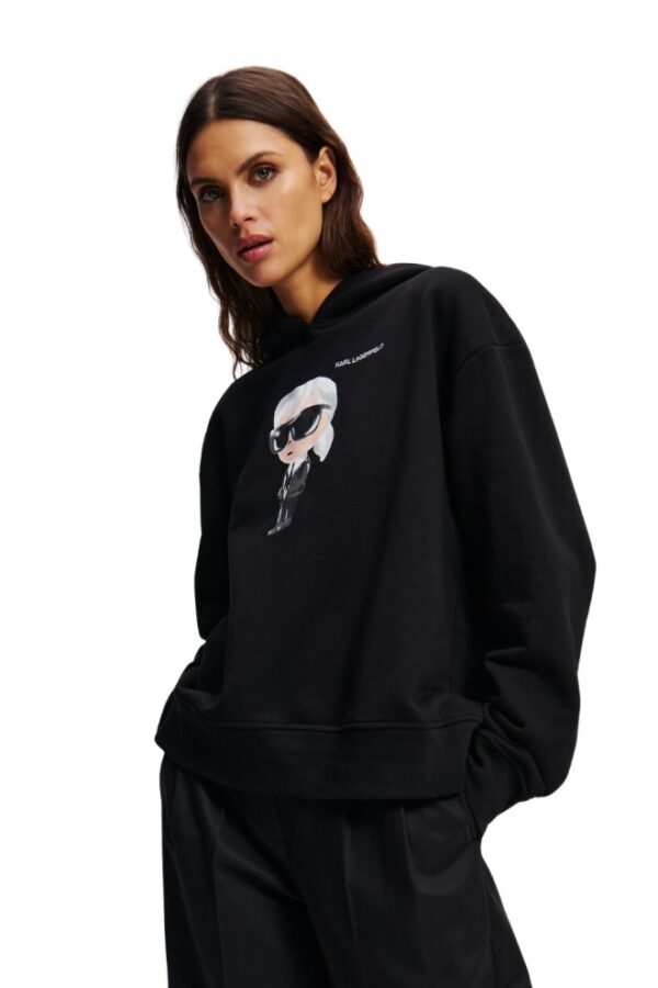 KARL LAGERFELD Czarna damska bluza z kapturem Ikon Aquarelle K