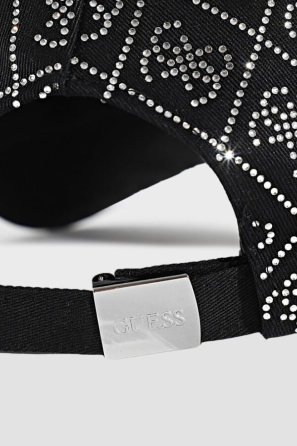 GUESS Czarna damska czapka z cyrkoniami