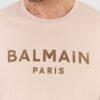 BALMAIN Beżowy męski t-shirt z aksamitnym logo flock and foil, Rozmiar 2