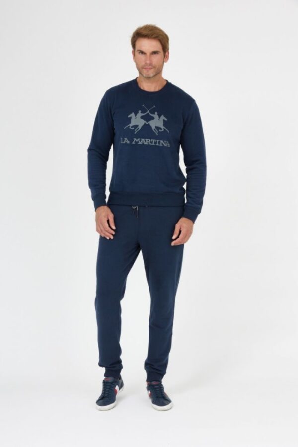 LA MARTINA Granatowa bluza męska z szarym logo