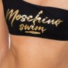 MOSCHINO Asymetryczna góra od bikini ze złotym logo