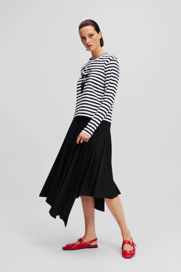KARL LAGERFELD Czarny damski lonsgleeve Ikon Print Stripe