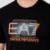 EA7 Męski czarny t-shirt z holograficznym logo