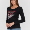 GUESS Czarny damski longsleeve Icon Tee z dużym logo