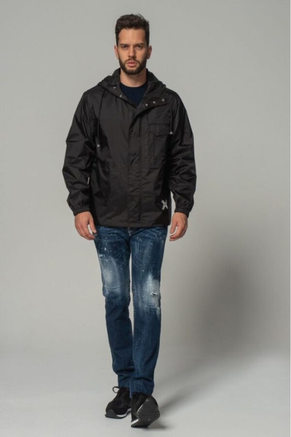 KENZO Czarna męska kurtka wiatrówka z kapturem