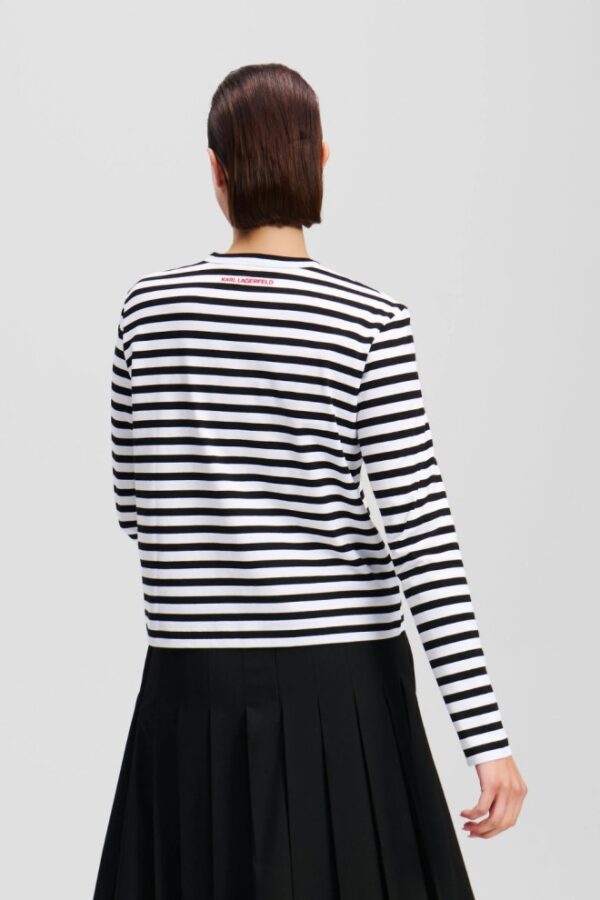 KARL LAGERFELD Czarny damski lonsgleeve Ikon Print Stripe
