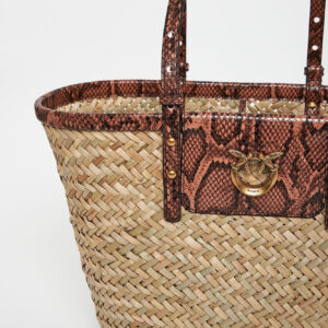 Torebka damska z rafii Love Summer Basket Rafia PINKO