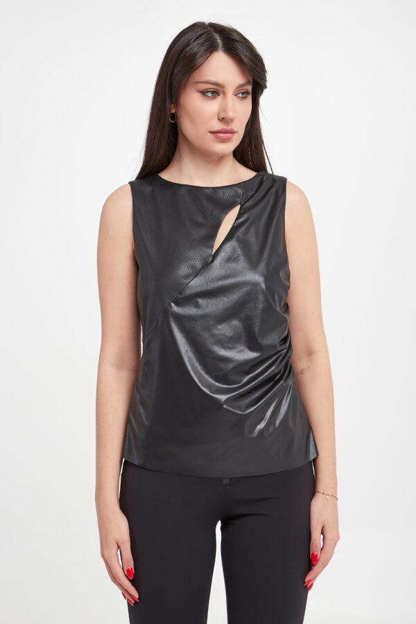 b8860528a393d583d89c6a4add01f74a33124dc5 Top damski z ekoskóry SPORTA