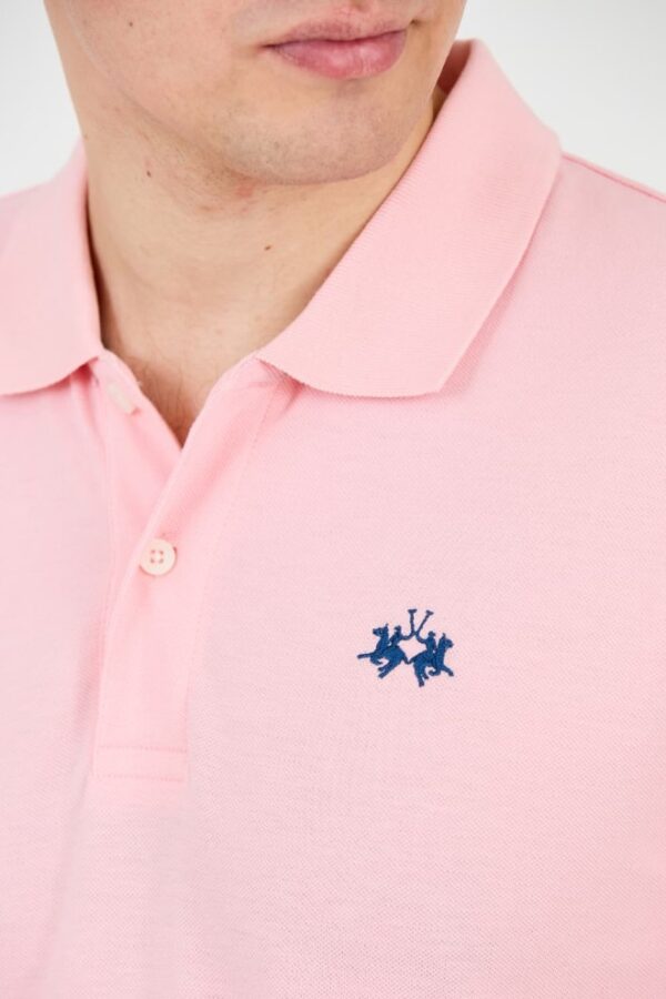LA MARTINA Różowe męskie polo z małym logo