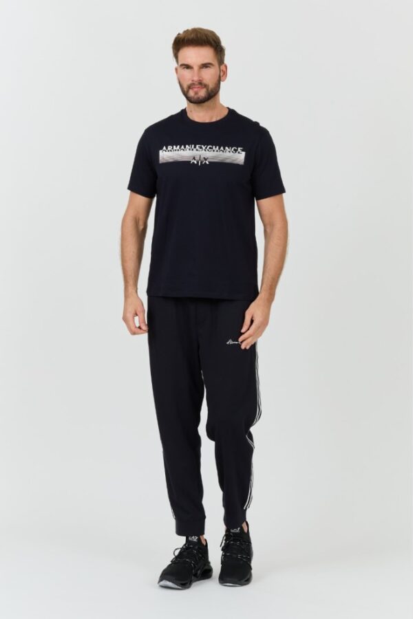 ARMANI EXCHANGE Granatowy męski t-shirt ze srebrnym logo