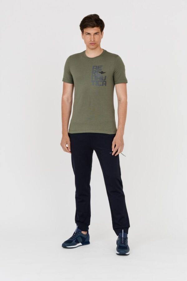 AERONAUTICA MILITARE Zielony bawełniany t-shirt męski