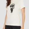 KARL LAGERFELD Beżowy damski t-shirt Ikon Sketch Karl
