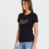 GUESS Czarny damski T-shirt bawełnany STONES&EMBRO TEE