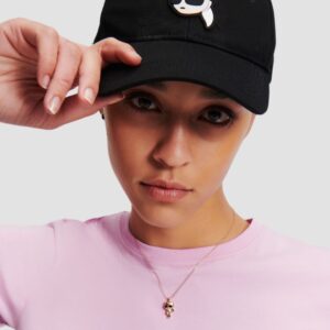 KARL LAGERFELD Czarna czapka z daszkiem Ikon Cap