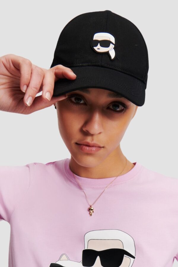 KARL LAGERFELD Czarna czapka z daszkiem Ikon Cap