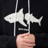 PALM ANGELS Czarna męska bluza z kapturem White Shark Hoody