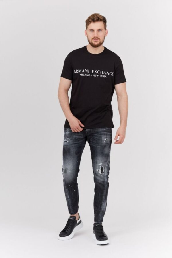 ARMANI EXCHANGE Czarny t-shirt męski z aplikacją z logo