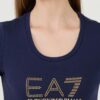 EA7 Granatowy damski t-shirt z cyrkoniami