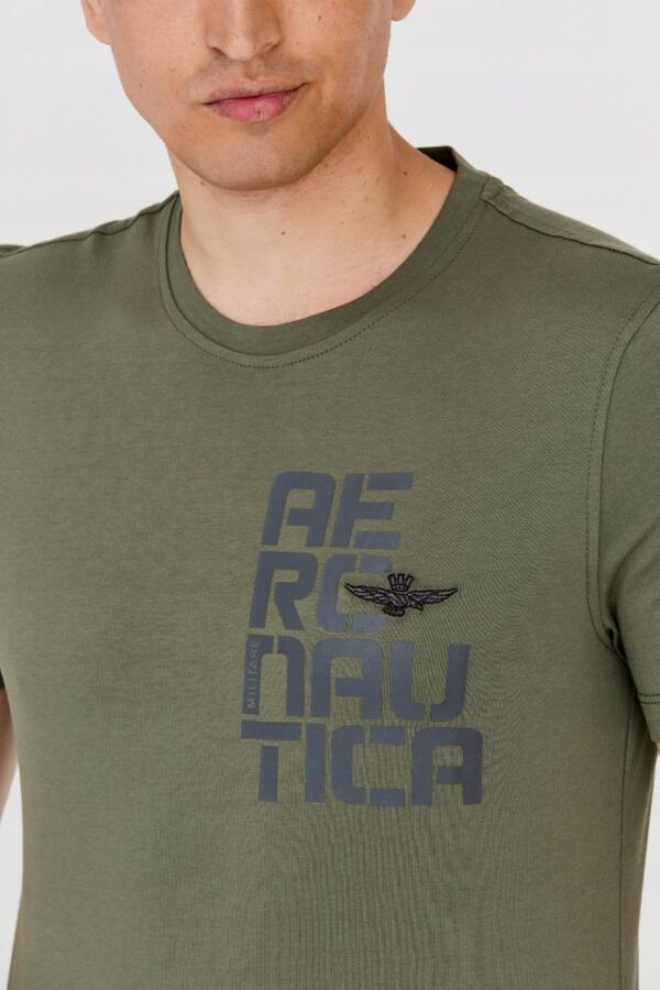 AERONAUTICA MILITARE Zielony bawełniany t-shirt męski