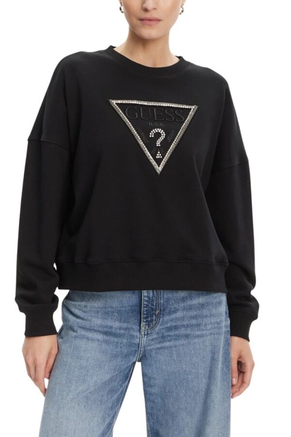 GUESS Czarna damska bluza z cyrkoniami Rachele