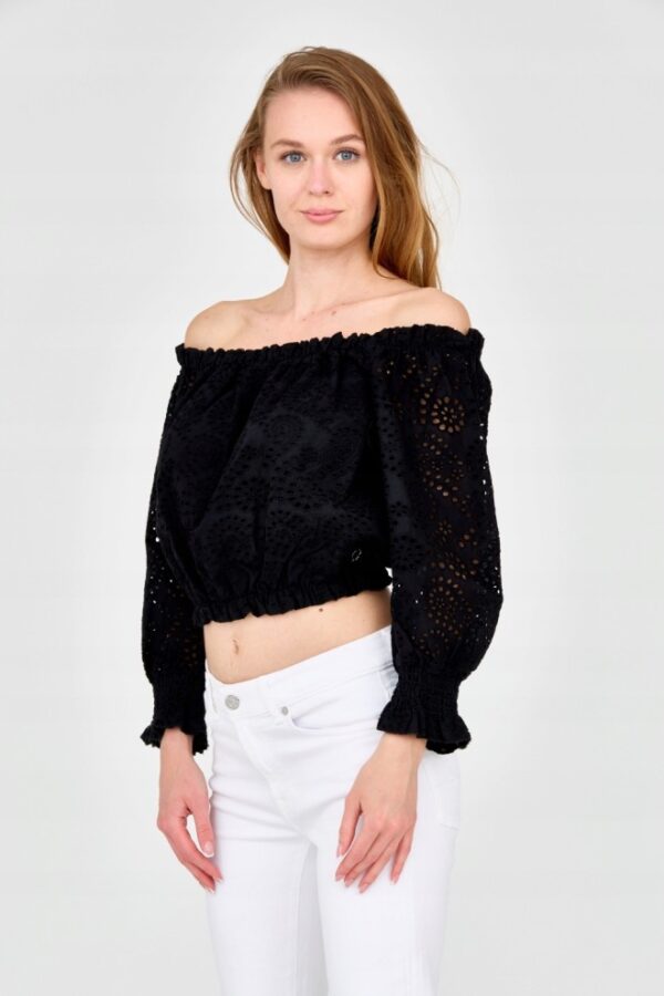 GUESS Damski czarny crop top