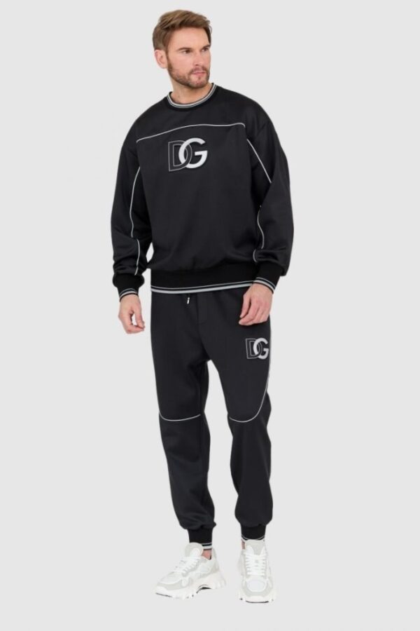 DOLCE & GABBANA Czarna męska bluza z dużym logo, Rozmiar 52