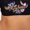 MOSCHINO Czarna góra od bikini z kwiecistym logo
