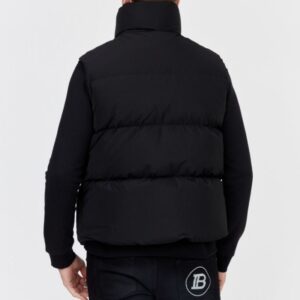 DSQUARED2 Czarny męski puchowy bezrękawnik z dużym logo, Rozmiar 52