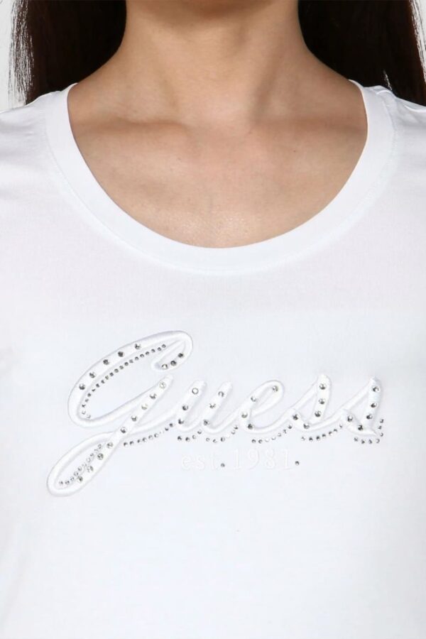 GUESS Biały damski longsleeve Embro Script