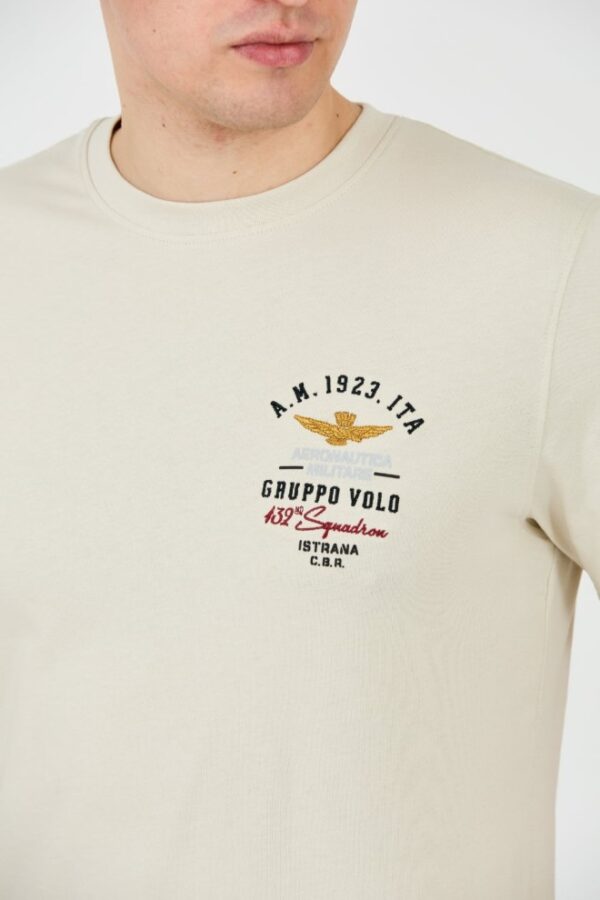 AERONAUTICA MILITARE Beżowy bawełniany męski t-shirt Short Sleeve