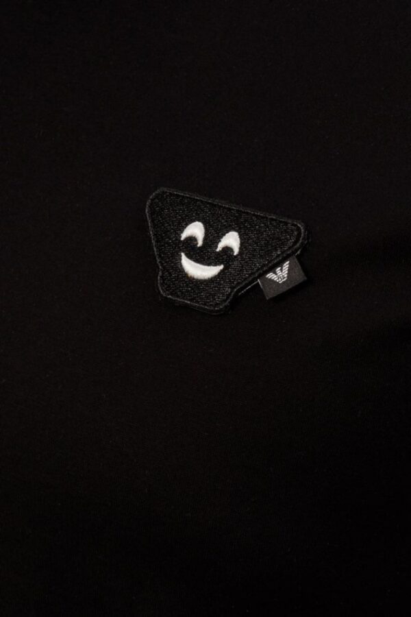 EMPORIO ARMANI Czarny t-shirt męski z wymienną aplikacją