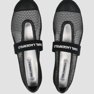 bfa7cdfe97c7eaf482d25076ddb4098d8eeb24e5 KARL LAGERFELD Czarne damskie baleriny KARO