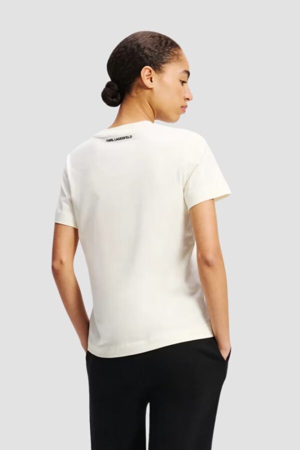 KARL LAGERFELD Beżowy damski t-shirt Ikon Sketch Choupette