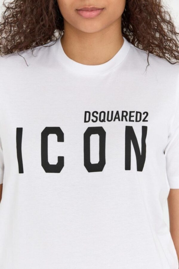 DSQUARED2 Biały t-shirt damski z logo icon