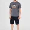 EA7 Męski szary t-shirt z holograficznym logo