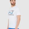 EA7 T-shirt męski biały z dużym czarnym logo