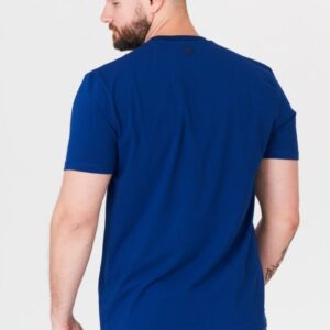 GUESS Granatowy t-shirt męski z logo w moro