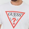GUESS Biały męski t-shirt bawełniany z dużym logo Clsc Tri Logo