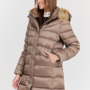 c238cc619259de7a62e1ab013ea4208a798fe753 HETREGO Beżowa damska kurtka puchowa Leonie Quilted Woman Jacket With Detached Hood, Rozmiar 40 EU - 44 IT
