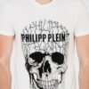 PHILIPP PLEIN Męski t-shirt biały z popękaną czaszką