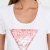 GUESS Biały damski t-shirt Satin Triangle Tee