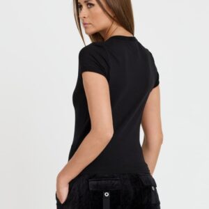 JUICY COUTURE Czarny damski t-shirt Heritage Crest Fitted
