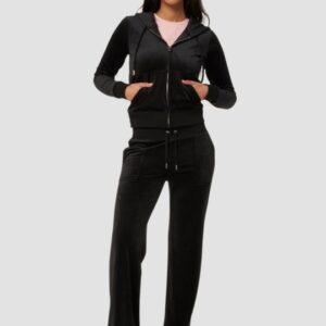 c4b664b87b15fdbdcdc86b99b9fe32a3e137cdef JUICY COUTURE Czarne spodnie dresowe damskie Layla Low Rise